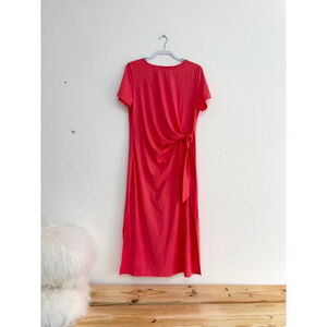 Women's Newshows Coral Tie-Waist Midi Dress XL Cotton Poly Spandex NWT